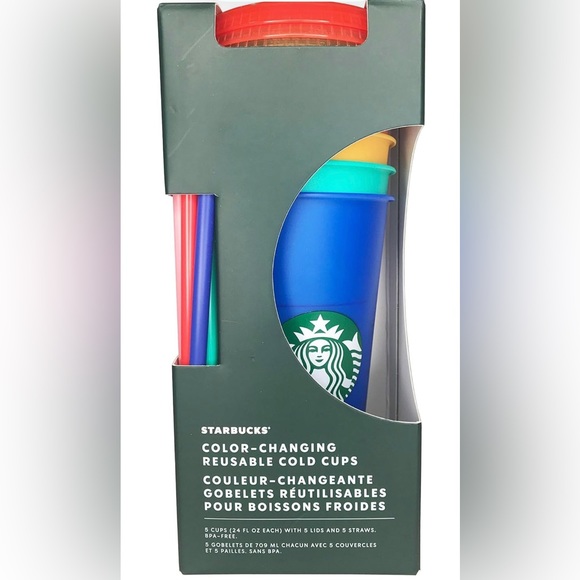 New in box Starbucks Reusable Color Changing Cold Cups (5 Pieces) - Picture 8 of 10